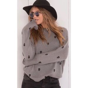 NWT Wooden Ships Skull Purple Print Sweater